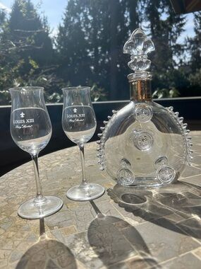 Louis XIII Remy Martin empty Clear Crystal Decanter and Glasses Set - Clear